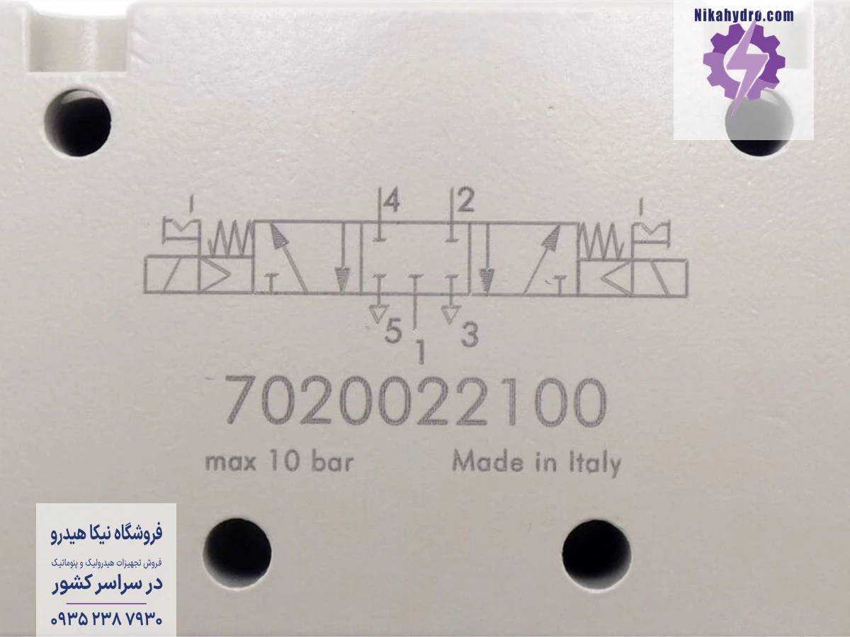 پلاک بدنه شیر برقی پنوماتیک 5/3 وسط بسته متال ورک