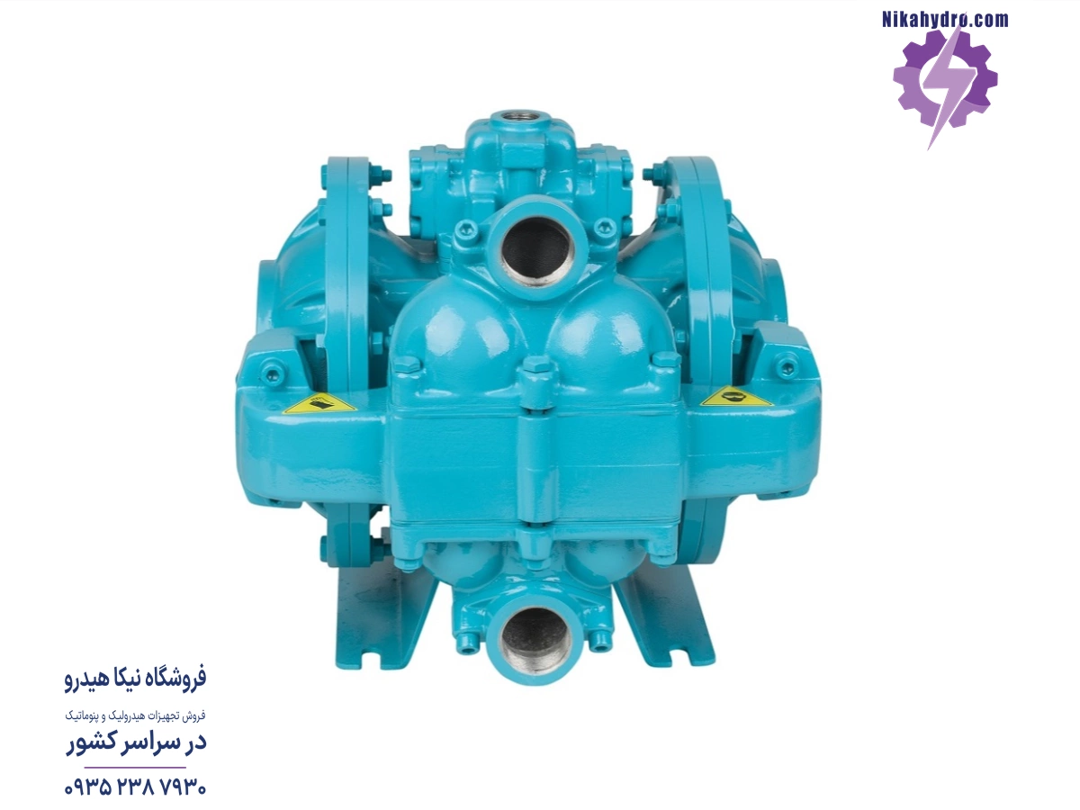 نمایی از پمپ دیافراگمی DPH-15 ساخت شرکت دیا ترکیه پورت ورودی و خروجی 1.5 اینچی