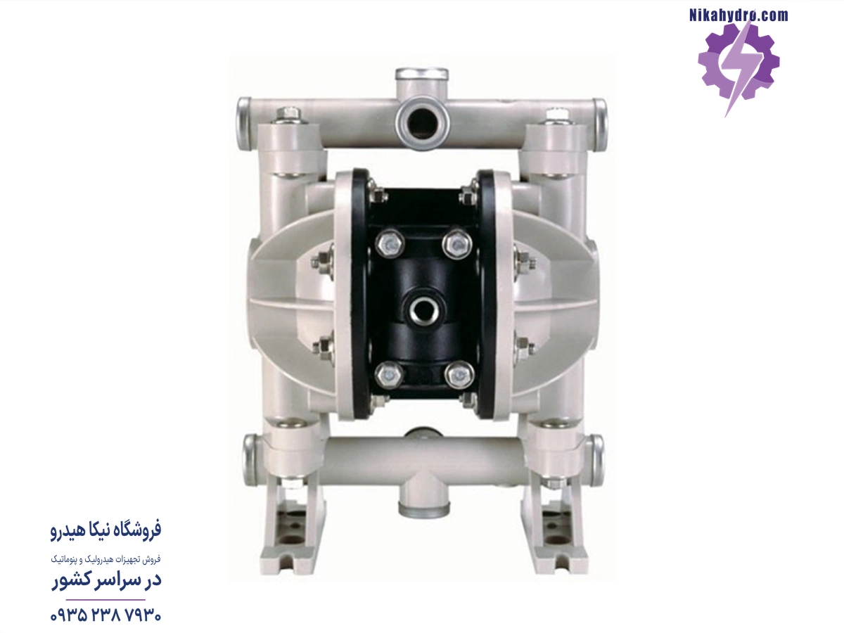 پمپ دیافراگمی پنوماتیکی پمکار بدنه آلومینیومی سایز 3/4 اینچ با دیافراگم های نئوپرن