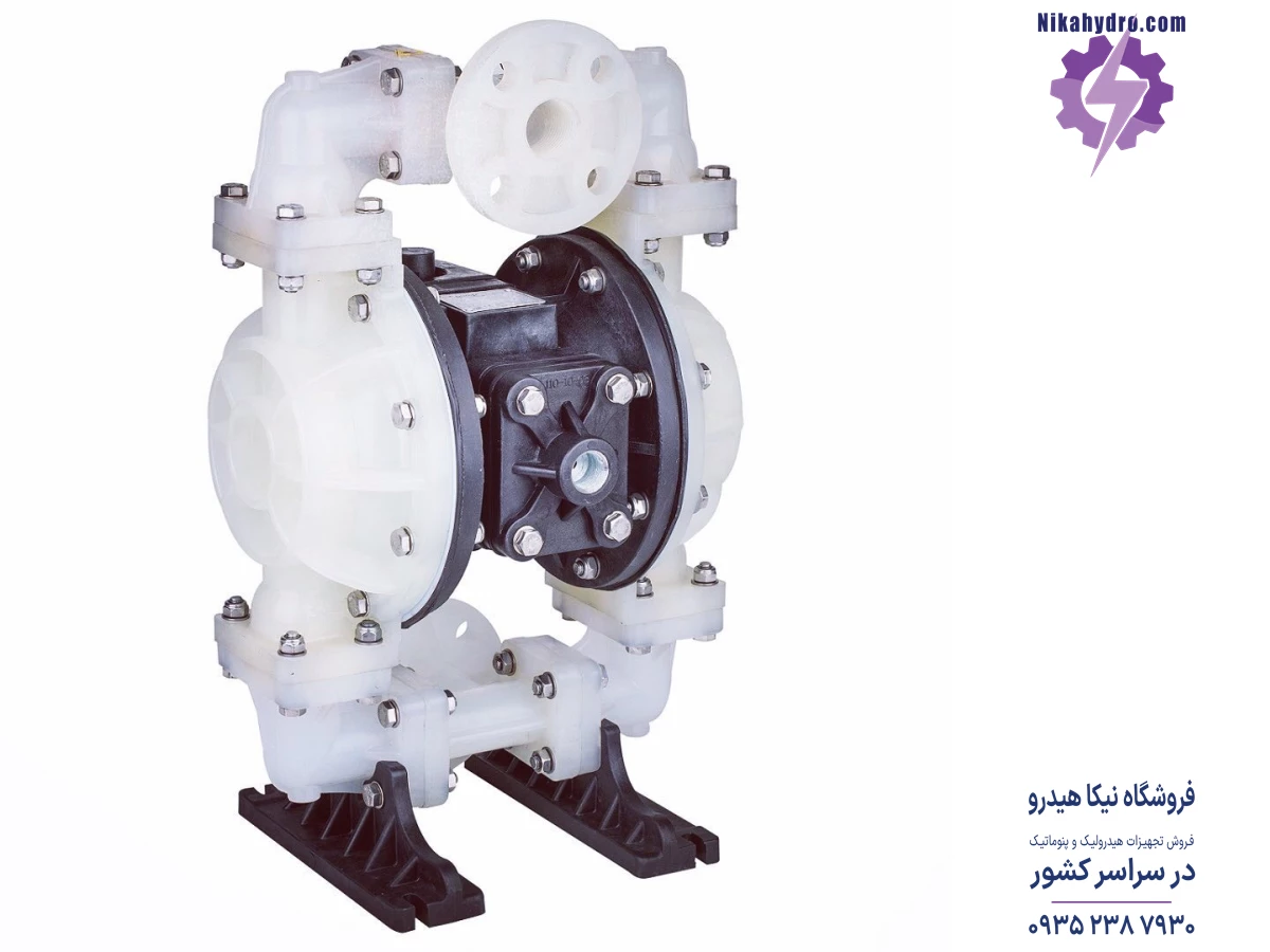 پمپ دیافراگمی پنوماتیکی دیا سایز 1 اینچ بدنه پلاستیکی با دیافراگم تفلونی