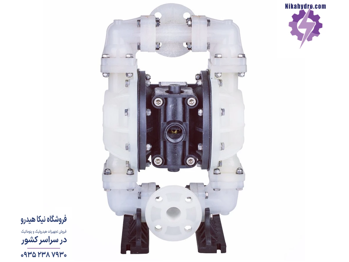 پمپ دیافراگمی با بدنه پلی پروپیلن دیافراگم تفلون سایز 1 اینچ ساخت شرکت دیا ترکیه