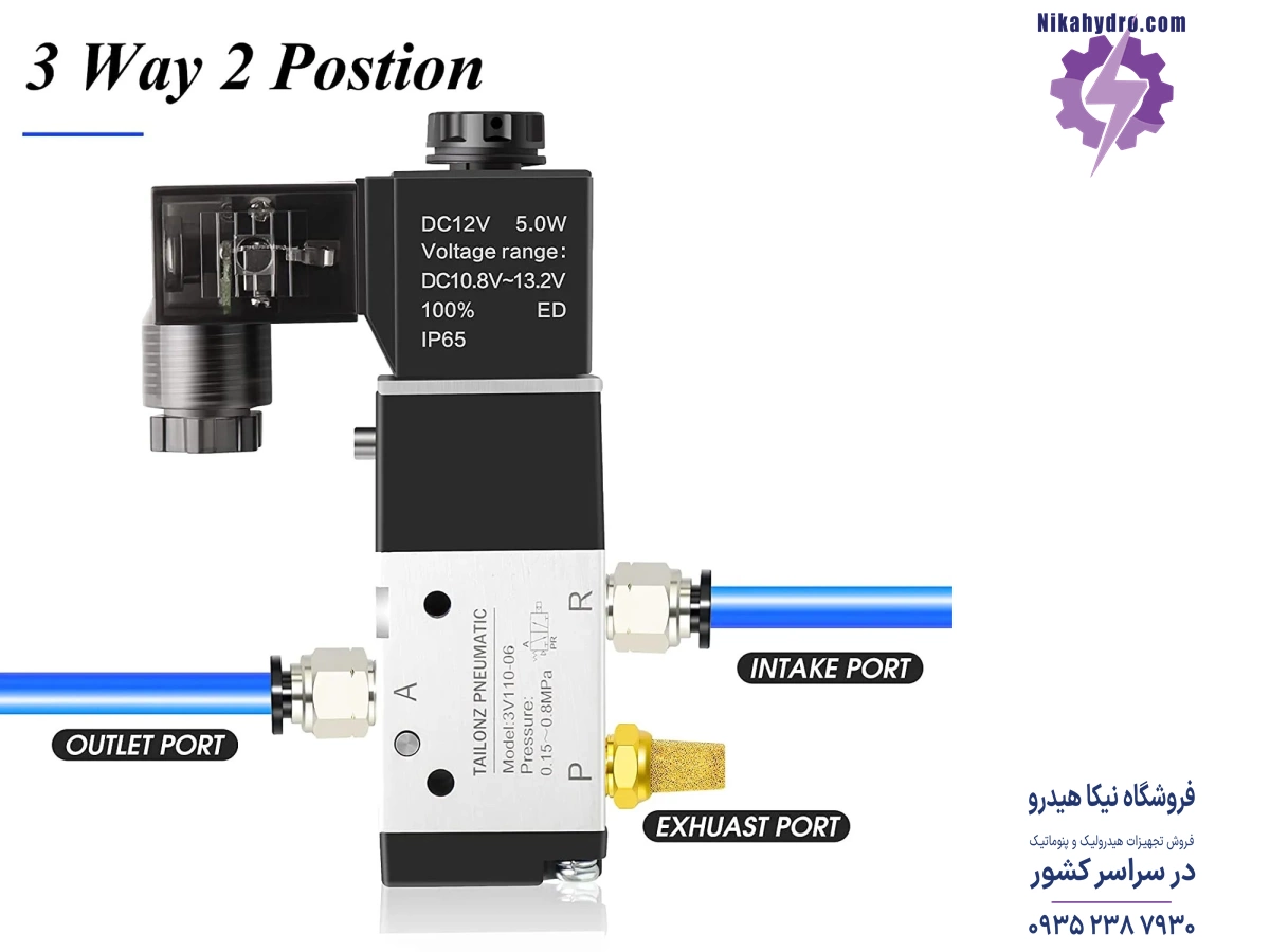 شیر برقی پنوماتیک تک بوبین 3/2 مدل NC