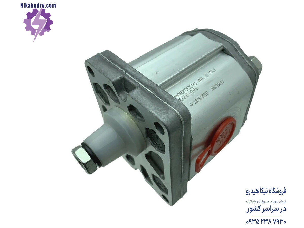 نمای روبه روی پمپ هیدرولیک دنده ای مرزوچی مدل ALP2-D-20